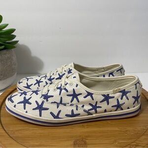 Kate Spade + Keds Starfish Sneaker Nautical Low Top Canvas Comfort Shoe Size 7.5